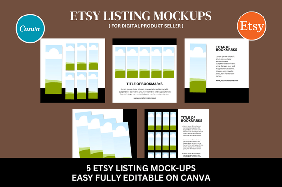 Bookmark Etsy Canva Mockup Bundle for Digital Sellers