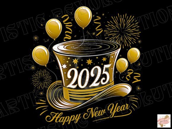 Celebrate in Style: The Retro Happy New Year 2025 Png Design