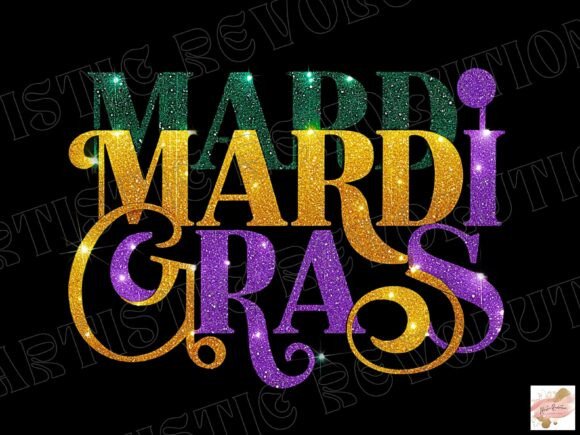 Celebrate with Glitter Mardi Gras PNG Sublimation Design