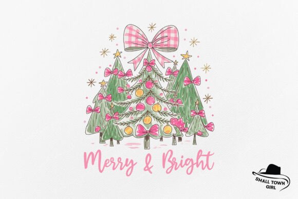 Colorful Coquette Merry Christmas Trees: A Festive Asset