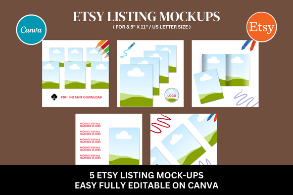 Coloring Etsy Canva Mockup Bundle: Instant Downloads for Your Shop