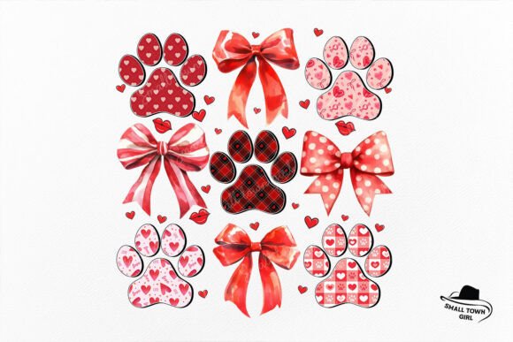 Dog Paw Valentine Love Coquette Bow PNG: A Sweet Design Asset
