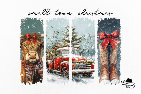 Embrace Nostalgia: The Vintage Small Town Christmas Cowgirl Png