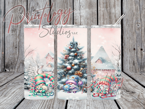 Holiday Winter Gnome 20oz Tumbler Wrap: Festive Design Asset