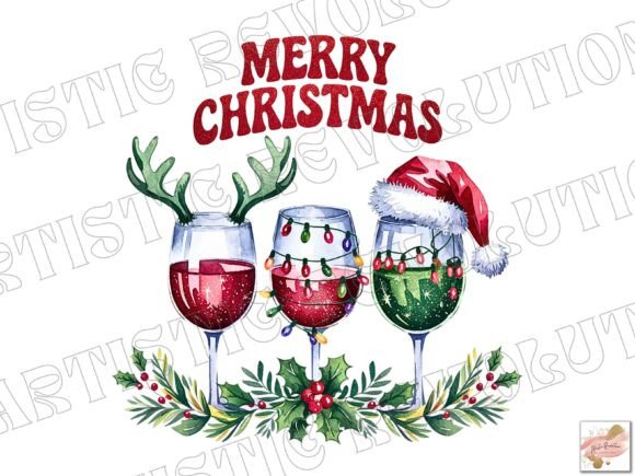 Merry Christmas Png Christmas Wine Glass: Festive Design Asset