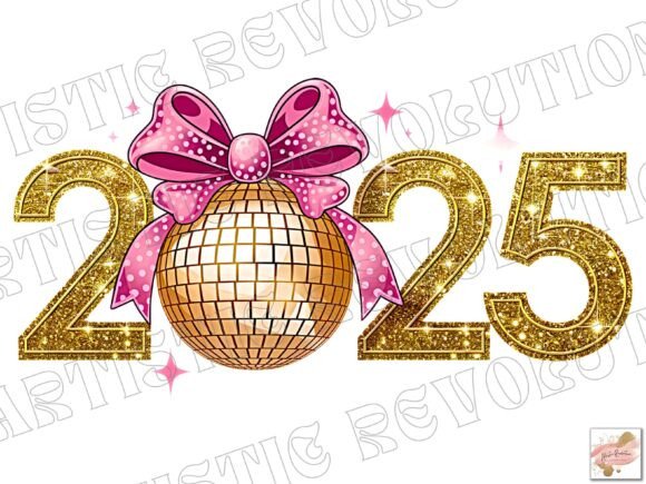 Pink Gold Happy New Year 2025 Png: Design Assets for Festive Projects