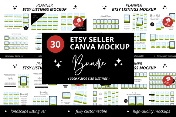 Planner Etsy Canva Mockup Bundle: Instant Download Templates