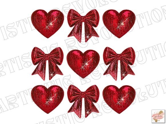 Red Heart Coquette Glitter Valentine Png for Digital Crafters